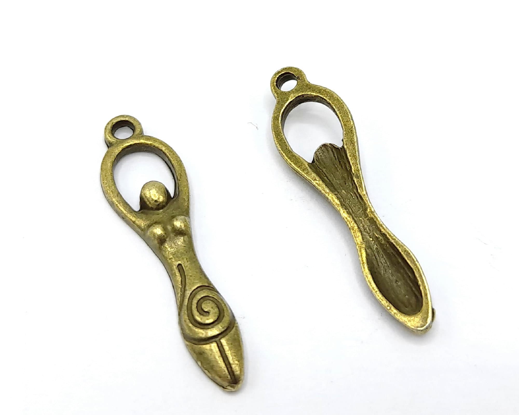 Set spiraalvormige hangers in de vorm van een vruchtbaarheidsgodin voor  vrouwen in zilver/brons, set van 6/10/20 stuks - B50 - Etsy België, image size:2000x1599