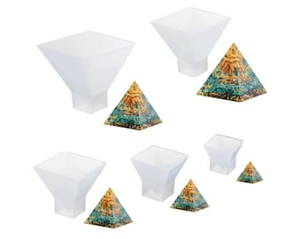 kit de 5 Moules pyramides en silicone pour fabrication d'orgonites  en résine époxy