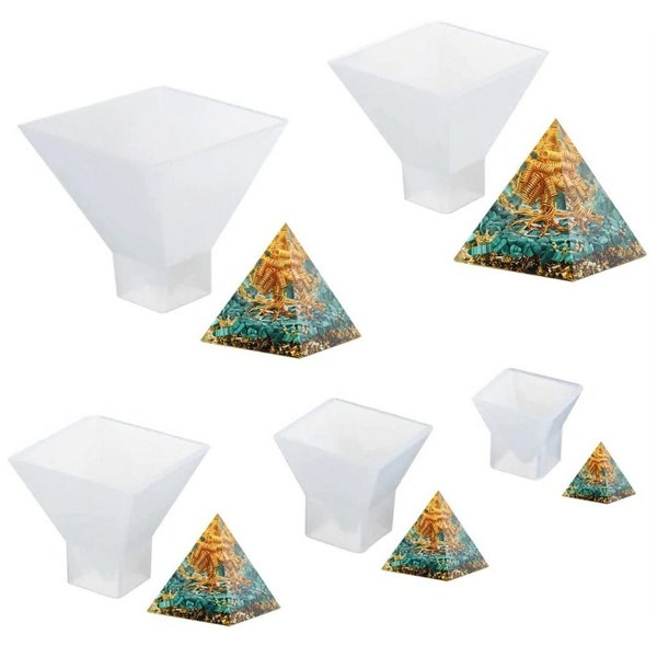 Set mit 5 Pyramidenformen aus Silikon zur Herstellung von Orgoniten aus Epoxidharz