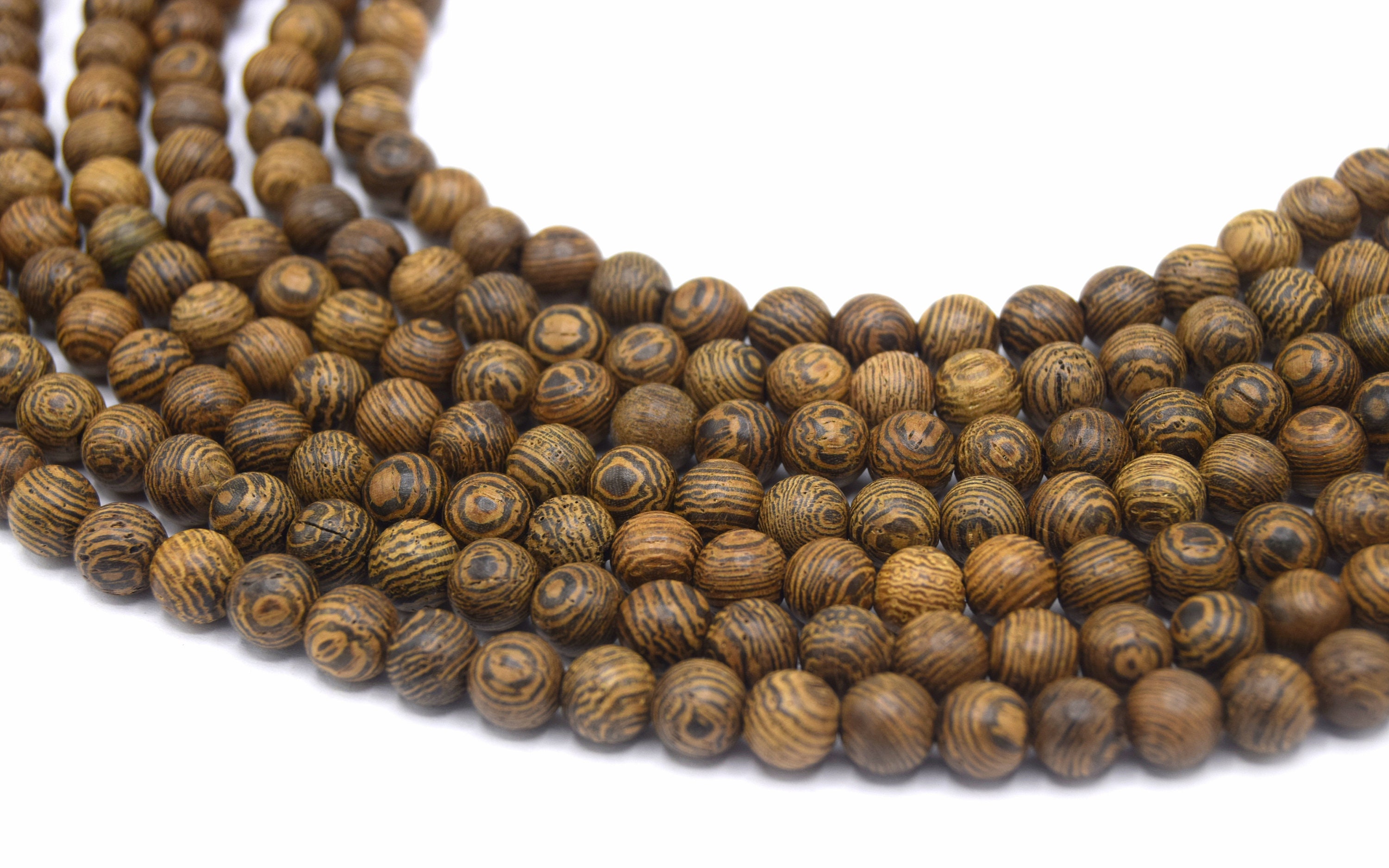 Perles Rondes En Bois De Wengé Naturel - Tailles 6mm à 20mm - Idéales Pour Bijoux