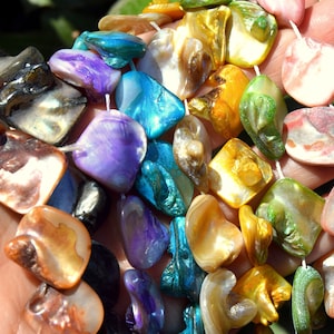 Freshwater shell pearls mother of pearl mixed colors image 4