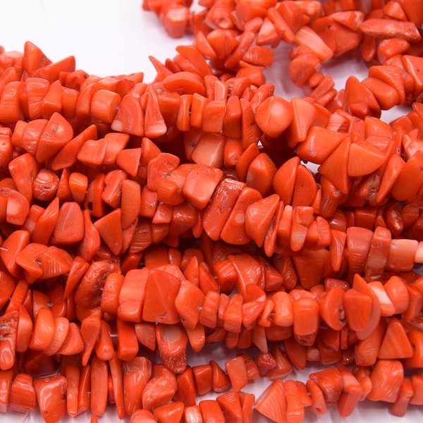 Perles  couleur corail bambou chips - Lot de 20/50 unités