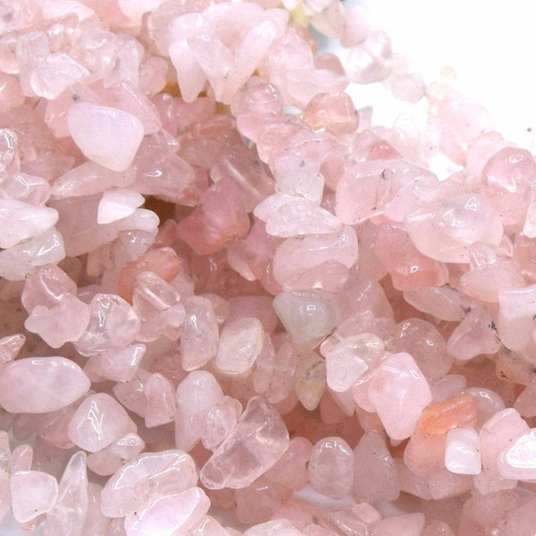 Perles de quartz rose chips, puces naturelles percées par lot de 50/100 perles