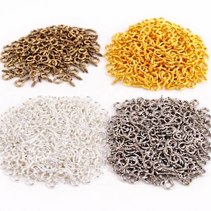 8x4mm screw eye findings, bronze-silver-platinum-gold eye screws, pack of 250/500 units