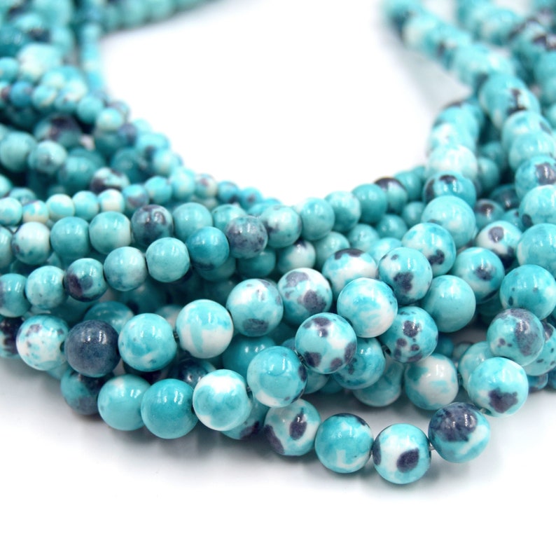 40 round dyed jade beads stained turquoise blue Ø4mm/6mm/8mm image 1