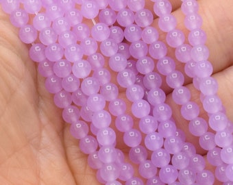 Natural Malaysia Jade Bead Strands, Dyed Round Beads, Lilac, 4mm, Approx 92 pcs
