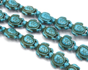 Turquoise howlite turtle beads 18 mm - Turquoise howlite turtle beads 18mm 20/40 units