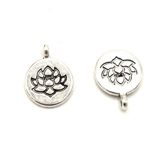 Lot de pendentifs fleur de lotus Yoga Charmes Pendentifs 20mm pour bracelet mala Lot de 10/20 unités B43 image 3