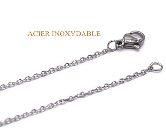 Stainless steel chain necklace, 304 stainless steel color/gold, 17.7" (45 cm)