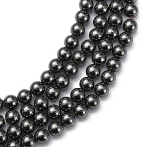 8mm/6mm black AA grade round non-magnetic hematite beads Lot of 20/40 units image 2