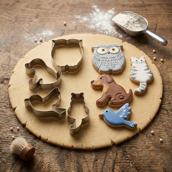Lot de 4 Emporte-pièces Animaux en Acier Inoxydable - Chat, Chien, Oiseau, Hibou - Outils de Découpe pour Pâte Polymère, Pâtisserie
