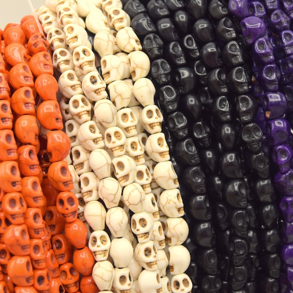 Perles tête de mort -  crâne skull howlite 6mm  20/40 unités - différentes couleurs