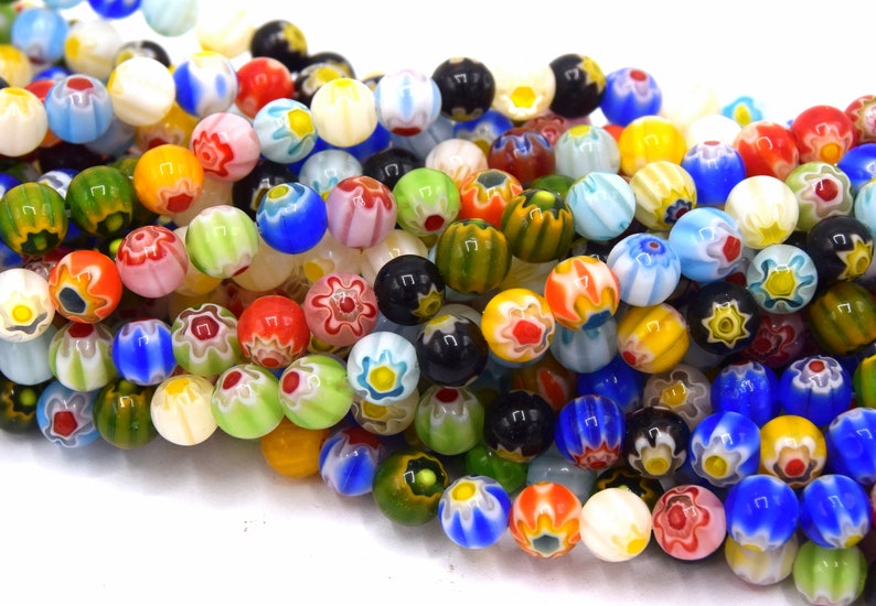 Lot of round millefiori glass bead mixed color 8mm/6mm/4mm Lot of 20/50 units image 1
