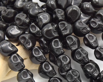 10 Perles Tête De Mort En Howlite 10x8 Mm - Pour Bracelet, Collier, Création Gothique