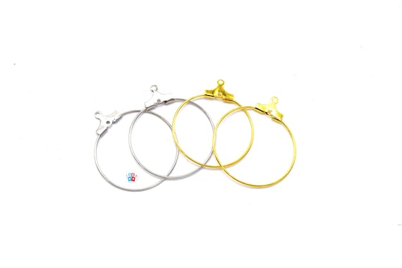 Créoles anneaux à suspendre Ø25 mm laiton argent / doré  - Hanging ring hoops Ø25 mm silver gold brass par lot de 10/20/50 unités
