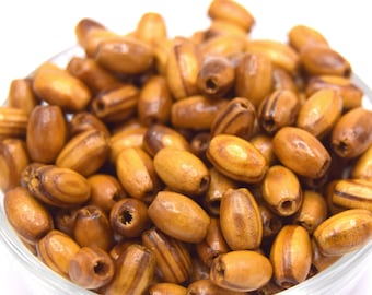 100 Natural wooden beads oval 8 x 5.5 mm