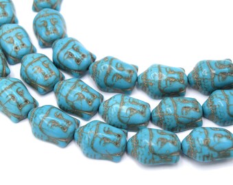 Türkisfarbene Howlith-Buddha-Kopfperlen 20 mm – 5/10 Einheiten