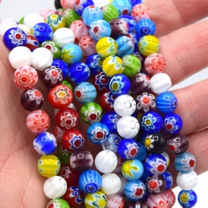 Lot de perle de verre millefiori rond couleur mixte 8mm/6mm/4mm Lot de 20/50 unités image 6