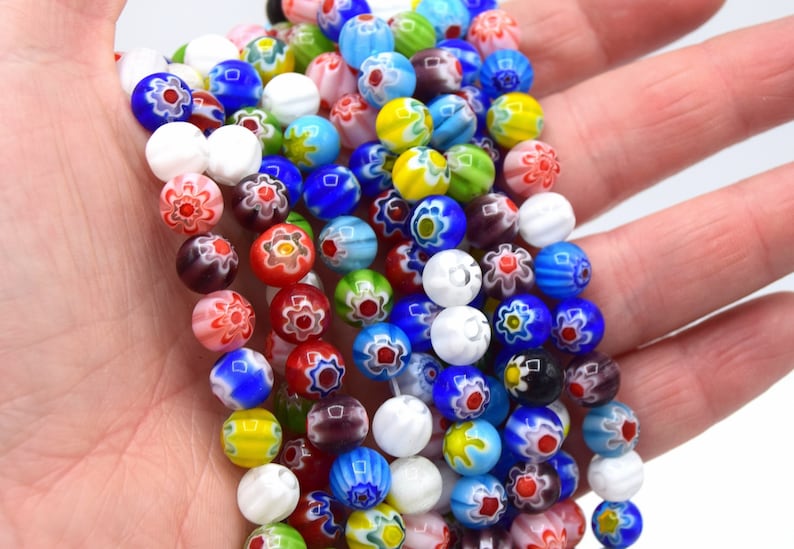 Lot de perle de verre millefiori rond couleur mixte 8mm/6mm/4mm Lot de 20/50 unités image 6