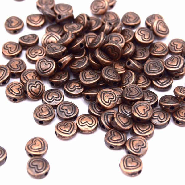 Perles coeur couleur cuivre 9mm bead spacers - metal beads  - Par lots de : 20 / 30 / 50 unités