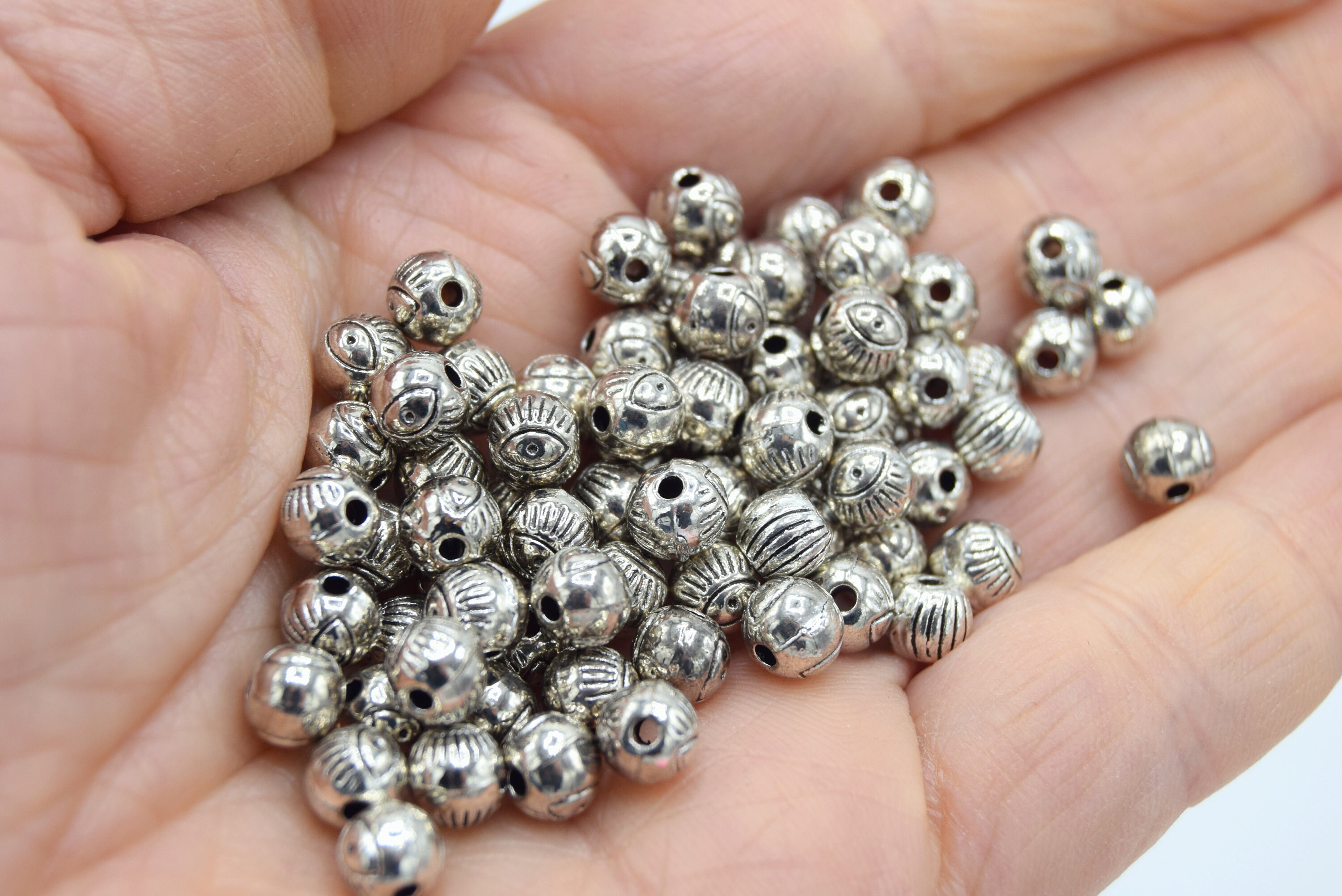 Metal Beads 6mm Silver Spacer Beads Small Round Ball Beads 