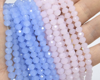 6x5mm facettierte runde Glasperlen - rosa-blau - 1 Strang mit ca. 87 Perlen