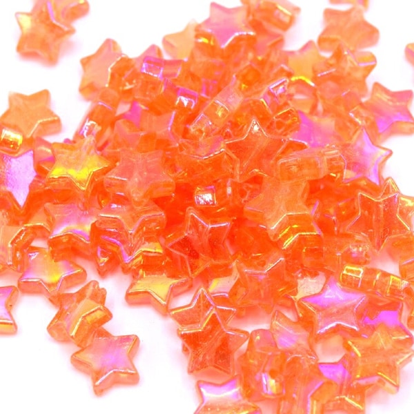 Lot of orange star beads 10mm AB - Lot of 50/100 units