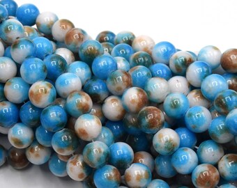 48 Perles de jade teintées Rondes multicolore 8mm - perle pour fabrication de bijoux DIY