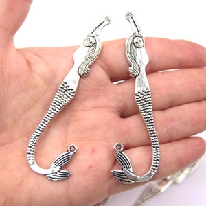 x5 Antique Silver Mermaid Metal Bookmarks 8cm