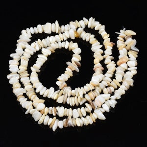 Perline di conchiglia d'acqua dolce beige a forma di chip - Creazione di gioielli estivi fai da te - Confezione da 100 perline o 1 filo da 80 cm