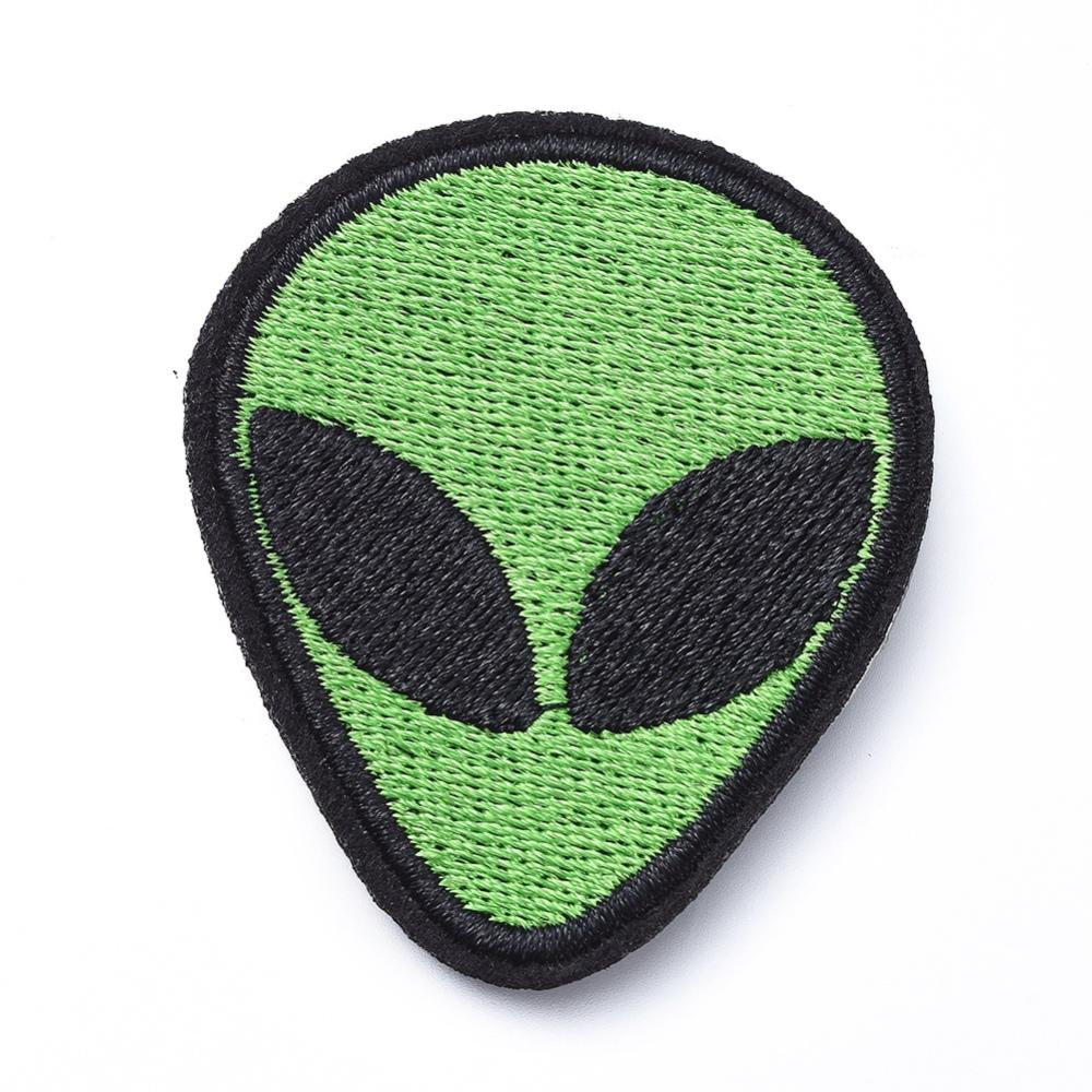 X2 Green Alien Patches, Extraterrestrial, Iron-on Patches, Iron on or ...