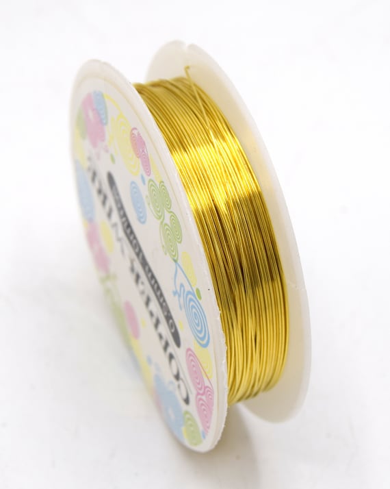 x1 rouleau de fil de cuivre doré Ø 0.5mm (24 jauge) 9.5 mètres /  Ø 0.6mm (22 jauge) 8 mètres