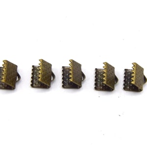 100 10mm crimp tips, wire clamp for silver, platinum, gold, bronze, gunmetal ribbon,
