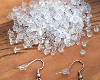 Lot of Plastic Silicone earring backs clasps 4x4mm - silicone earring backs In lots of 400/600 units