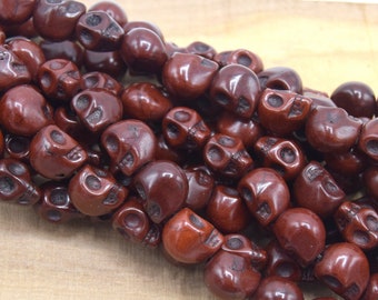 Skull beads - skull howlite ancient brown veined 10 mm 20/40 units