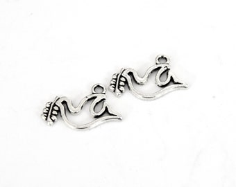 Lot birds doves of peace charm silver 19mmX11.5mm packs of 20/40 units B36