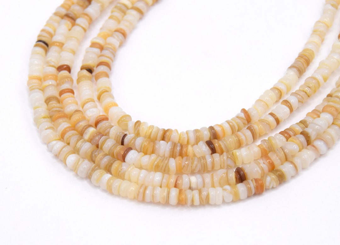 Perles coquillage d'eau douce naturelles heishi 4mm lot de 20/40 unités — free download