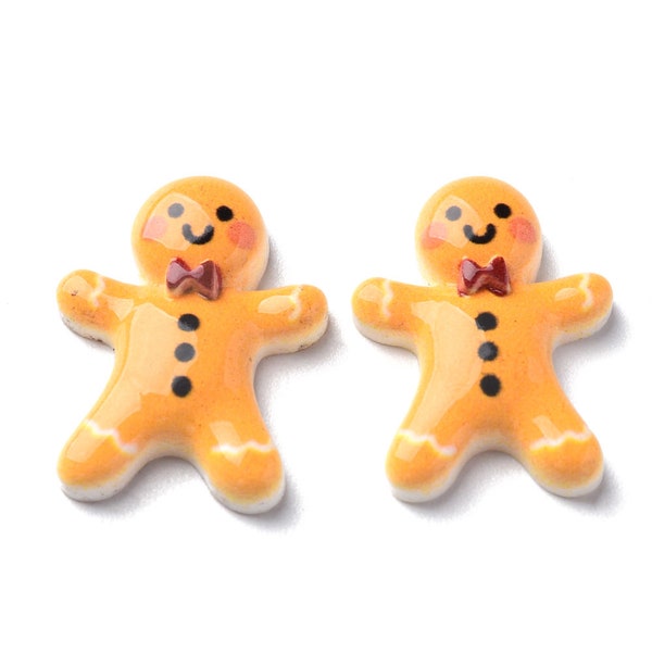 Cabochons en résine Bonhomme en pain d'épice, gingerbread man - lot de 5/10 unités