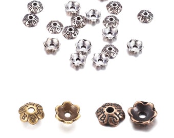 100 Calottes et Coupelles 6 mm argent, bronze et cuivre