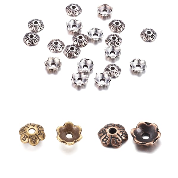 100 Calottes et Coupelles 6 mm argent, bronze et cuivre