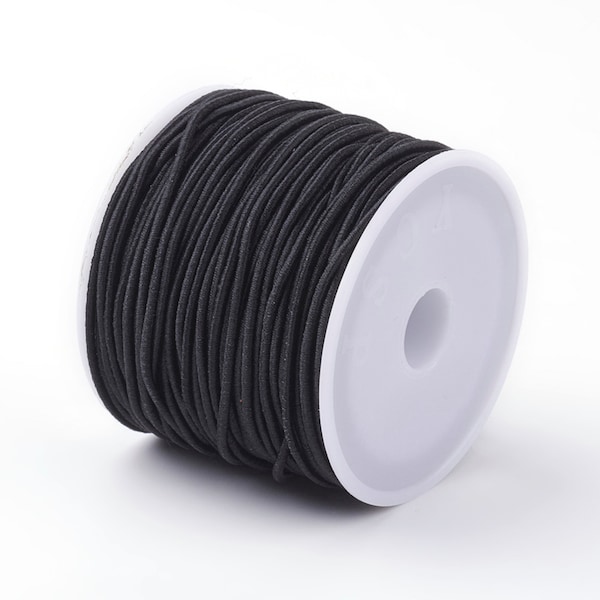 1 rouleau de fil élastique ~25 mètres noir diamètre 0.8mm pour fabrication de bracelets et bijoux