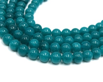 Dyed teal blue round jade beads Ø8mm ~49 beads