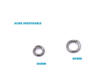 Anneaux ouvert en Acier-inoxydable de Ø4/Ø5 x0.8mm lot de 60/90 unités - 304 Stainless Steel Jump Rings