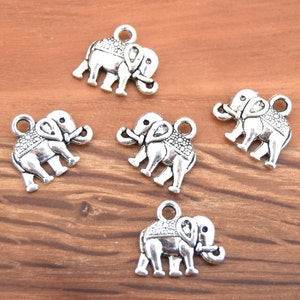 10 breloques éléphants argent vieilli 14x12mm B42 image 3