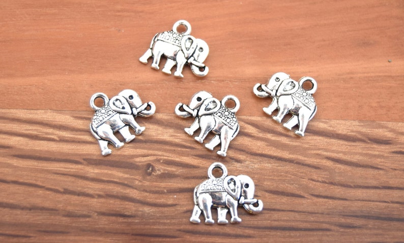 10 breloques éléphants argent vieilli 14x12mm B42 image 3