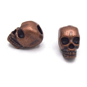 Beads skull skull antique copper metal 12 mm - 10/20 units