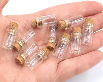 Mini flacon verre avec bouchon liège 1,5 ml – tiny glass bottle – fiole miniature DIY