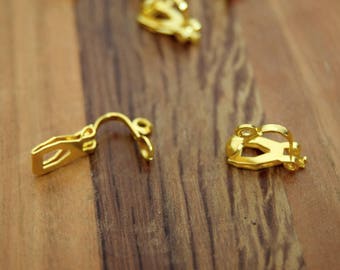 13mm gold-plated brass ear clips / 13mm golden brass earrings Pack of 10/20/50 units
