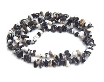 Black and white zebra jasper chip beads - lot of 50/100 units
