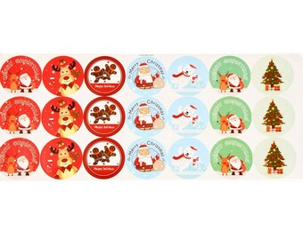 21 Self-adhesive photo labels Christmas stickers, flat round, mixed color